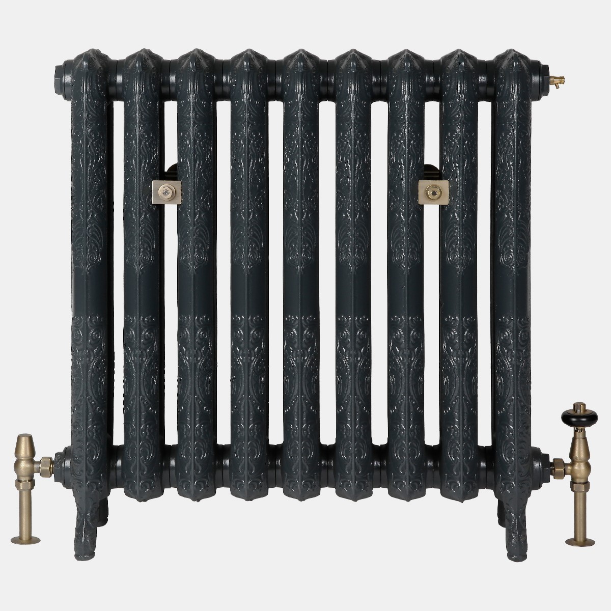 Rococo II 760mm cast iron radiator in charcoal finish